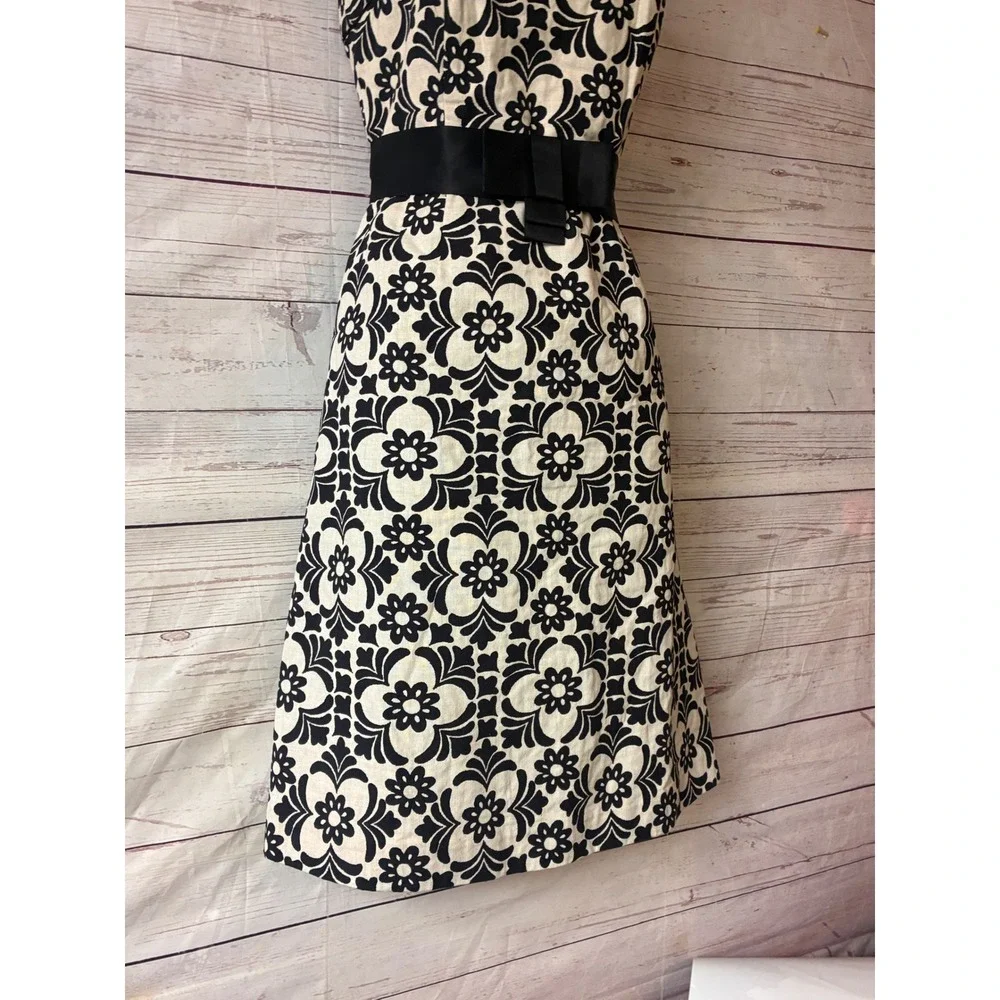 Lilly Pulitzer Modern Strapless Dress Preppy Coquette Floral Bow - 2 Black Cream - Picture 10 of 11